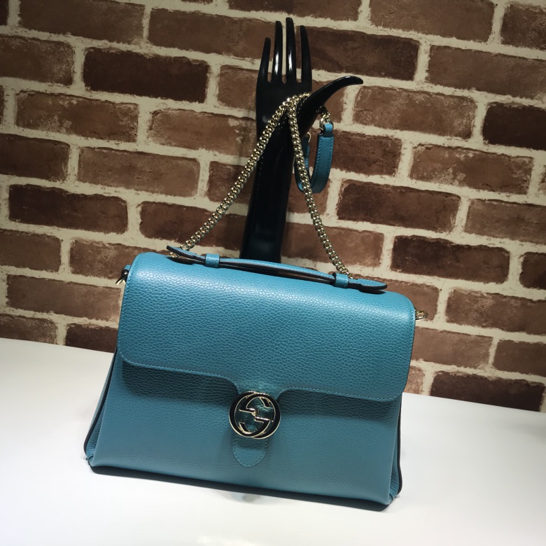 Gvc*1 large interlocking gg shoulder bag neon blue 510306 32 x 20 x 12 cm