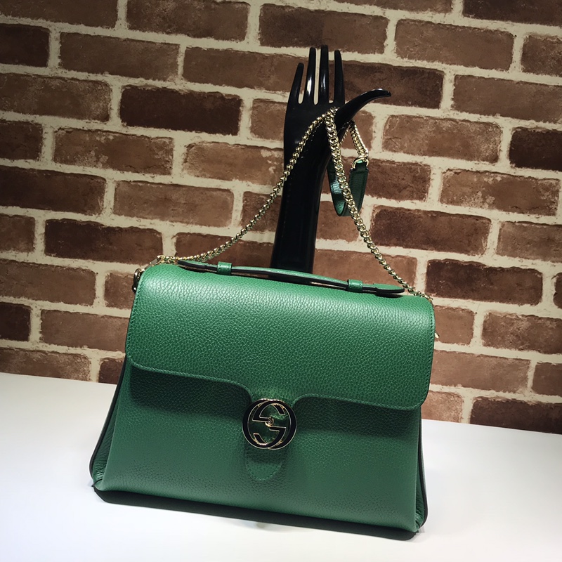 Gvc*1 large interlocking gg shoulder bag green 510306 32 x 20 x 12 cm