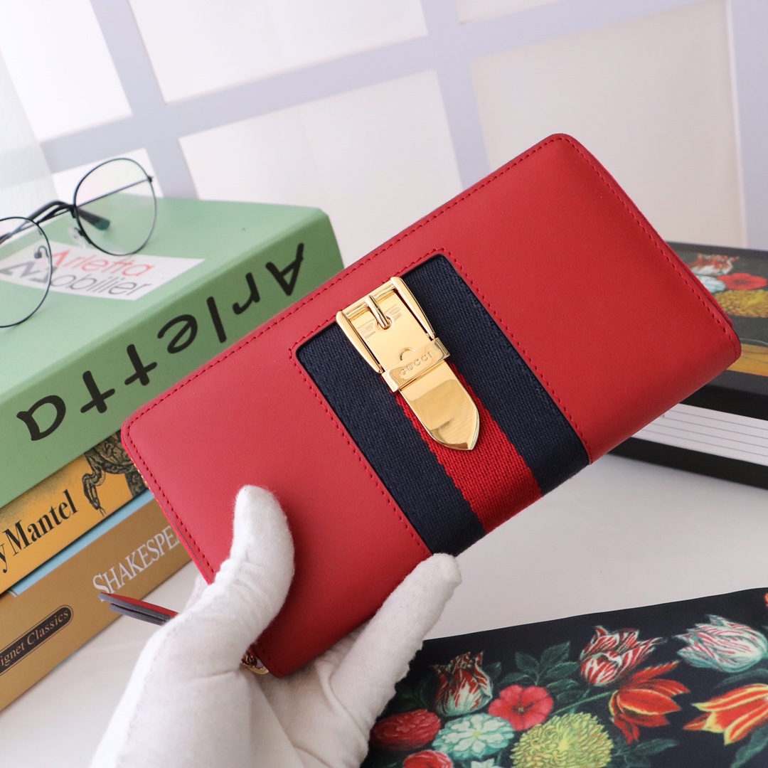 Gvc*1 sylvie long zip wallet red 476083 19.5 x 11 x 3 cm