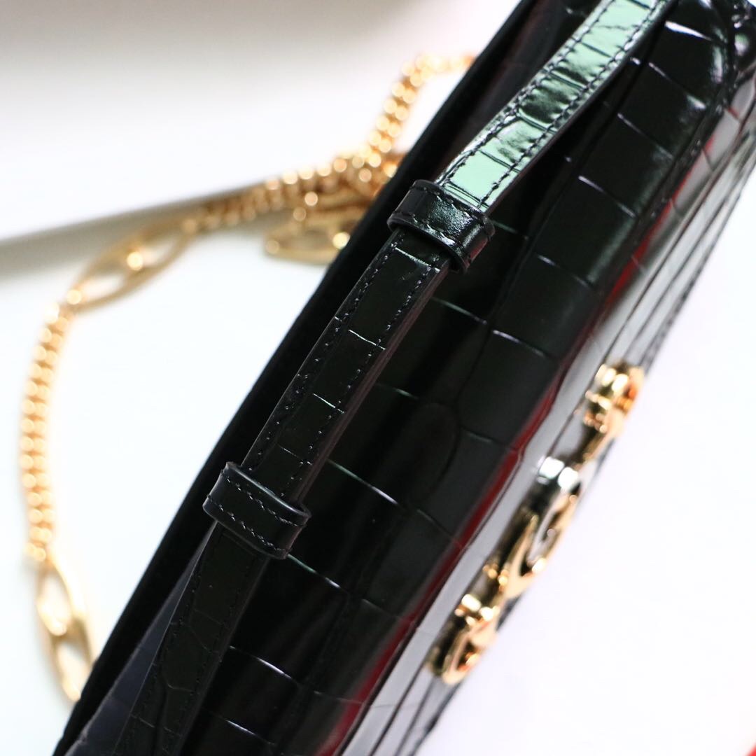 Gvc*1 medium zumi shoulder bag crocodile leather black 572375 24 x 14 x 5 cm