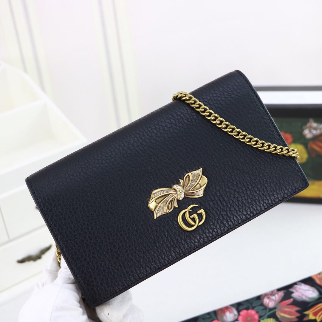 Gvc*1 gg embellished crossbody bag black and pink 524293 18 x 10.5 x 4.5 cm