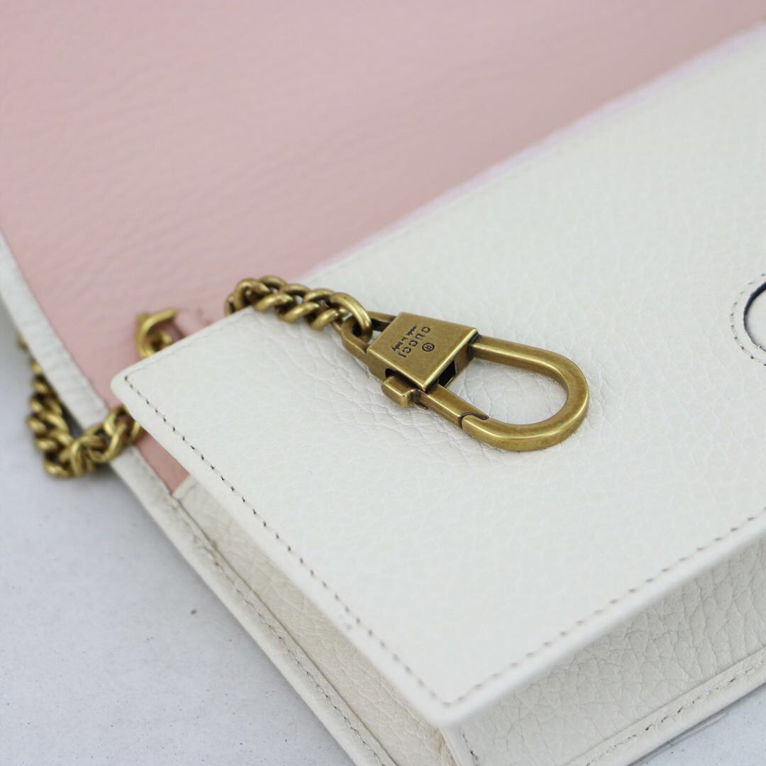 Gvc*1 gg embellished crossbody bag white and pink 524293 18 x 10.5 x 4.5 cm