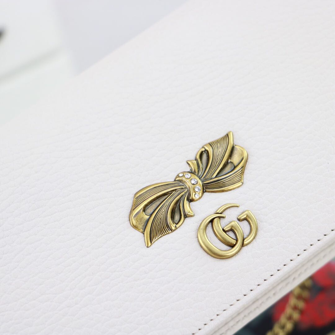 Gvc*1 gg embellished crossbody bag white and pink 524293 18 x 10.5 x 4.5 cm