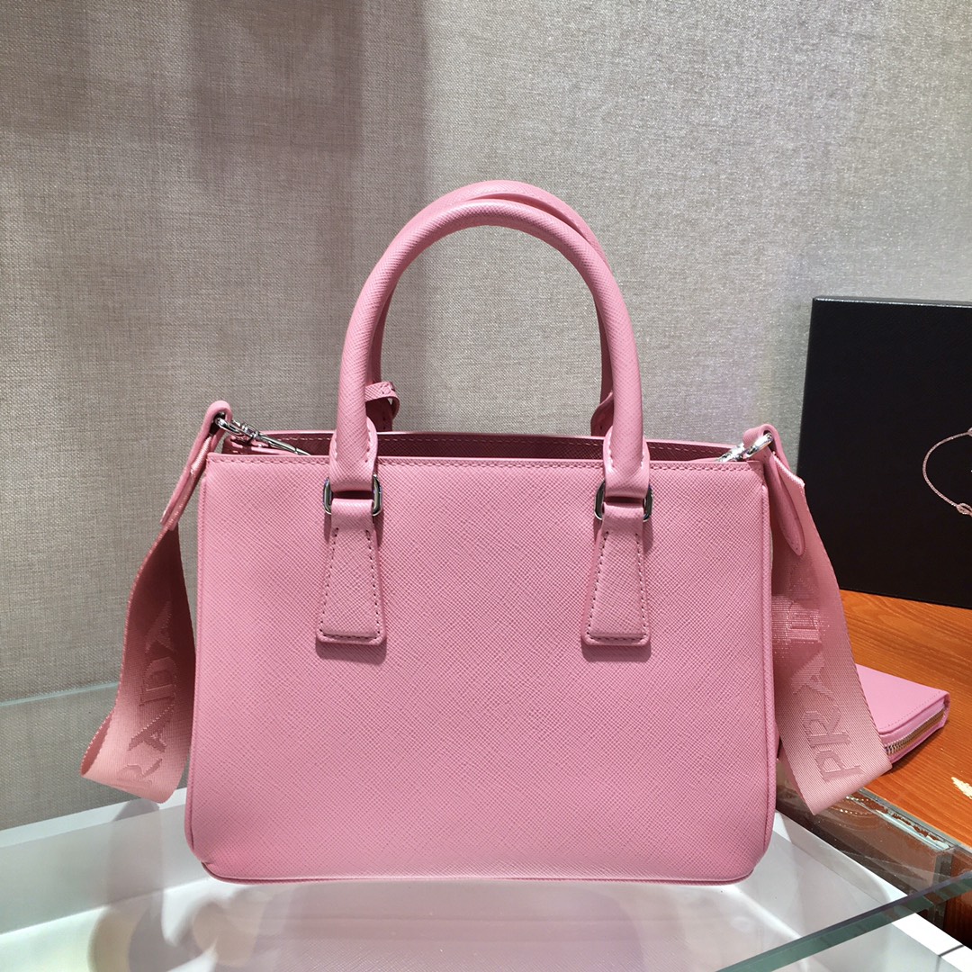 Pra*a mini galleria saffiano leather bag pink 1ba296 23 x 16.5 x 10 cm