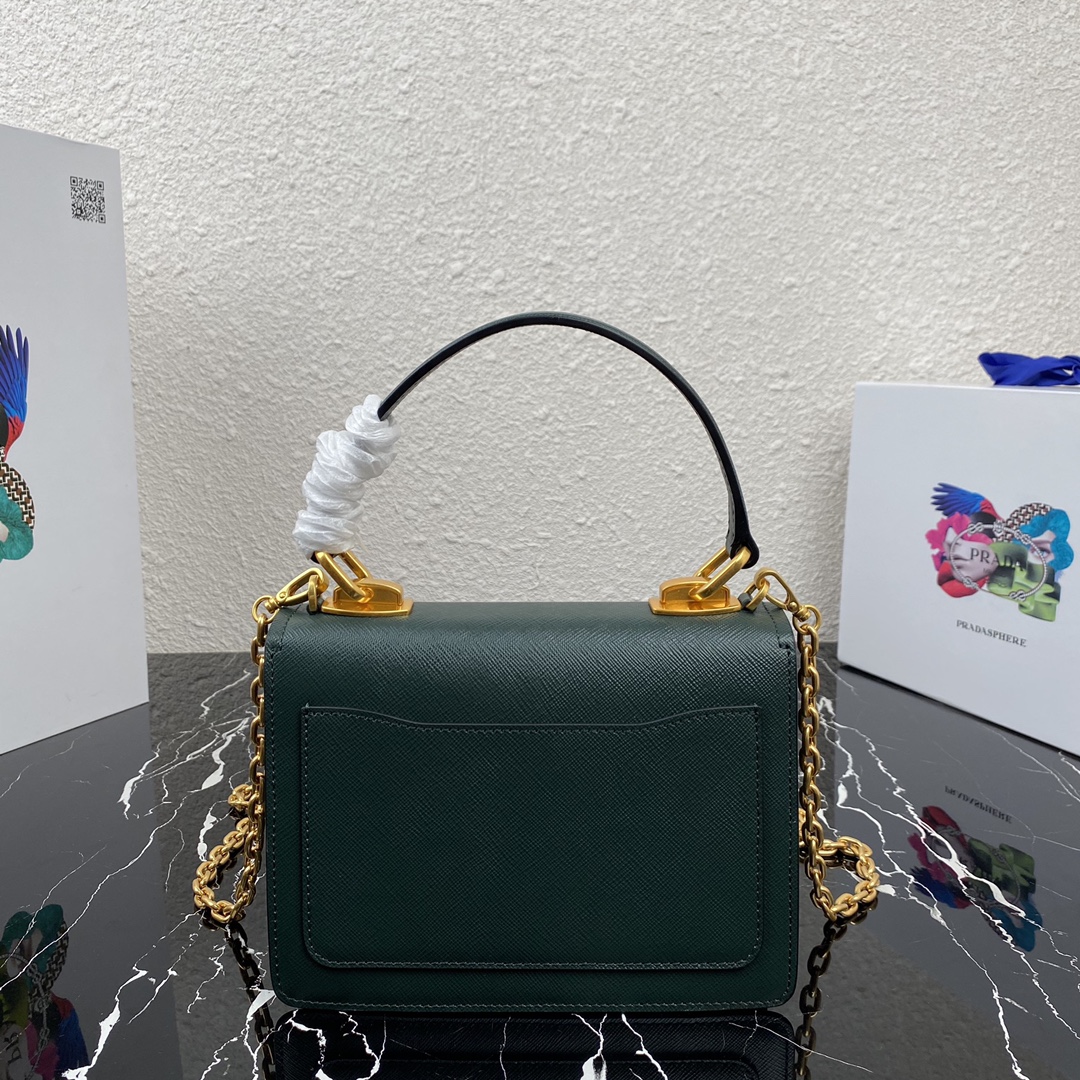 Pra*a symbole saffiano leather symbole bag green 1bn021 20 × 15 × 5 cm