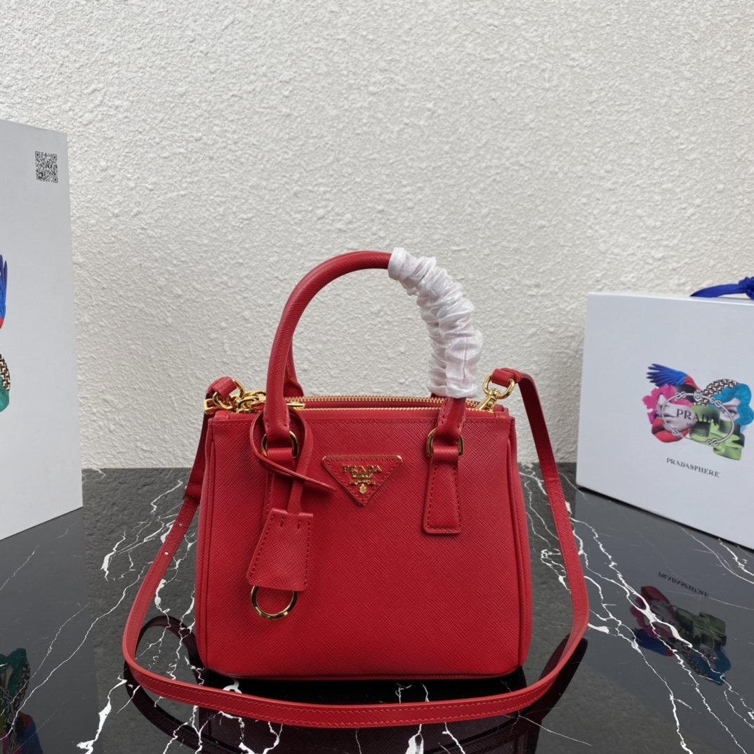 Pra*a micro galleria saffiano leather bag red 1ba906 20 x 15 x 9.5 cm