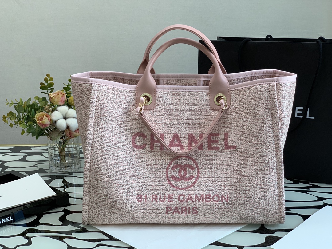 Ch**el deauville tote bag pink 38 cm