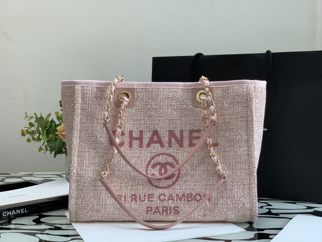 Ch**el deauville tote bag pink 34 cm