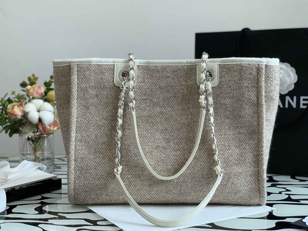 Ch**el deauville tote bag grey 34 cm