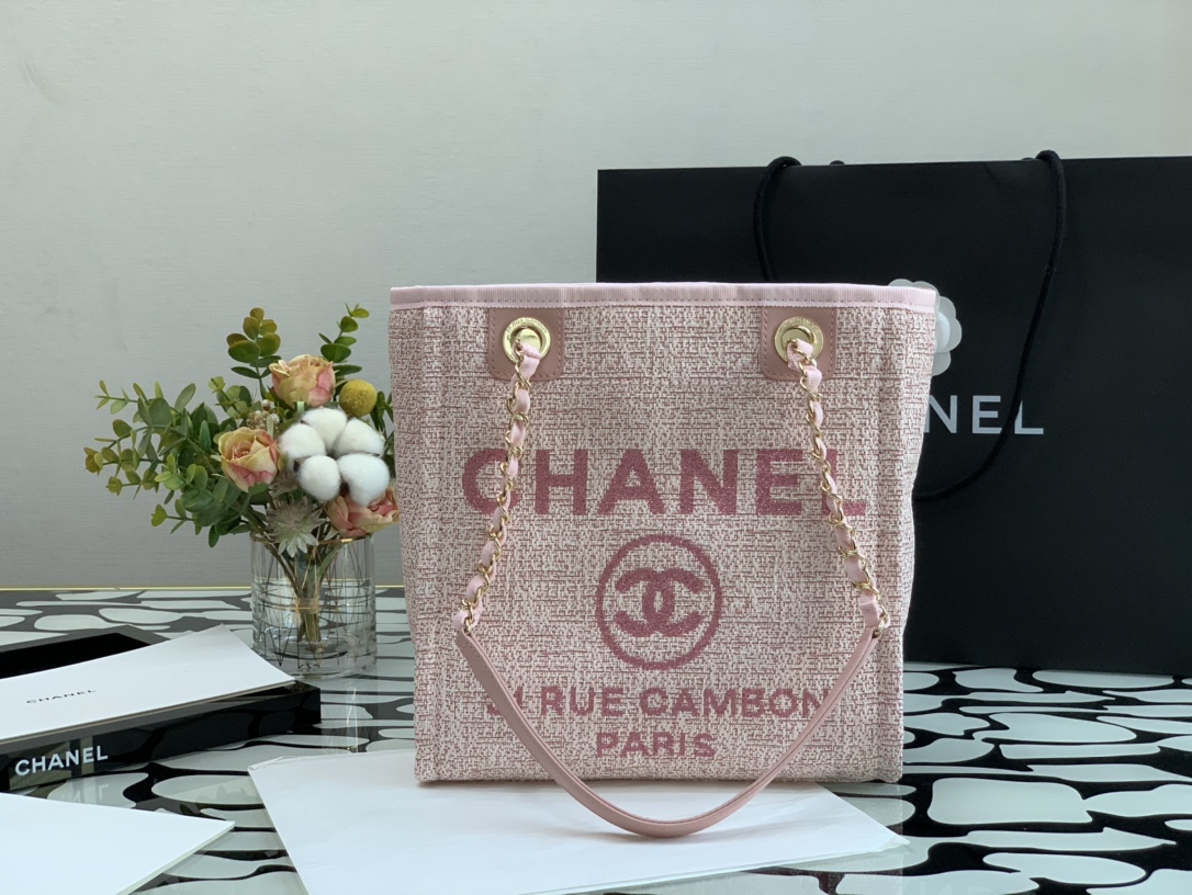 Ch**el deauville tote bag pink 28 cm