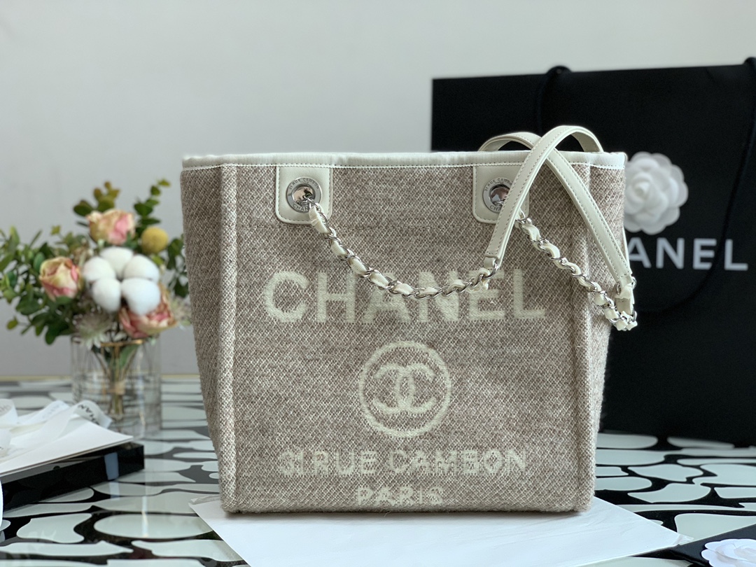 Ch**el deauville tote bag  grey 28 cm