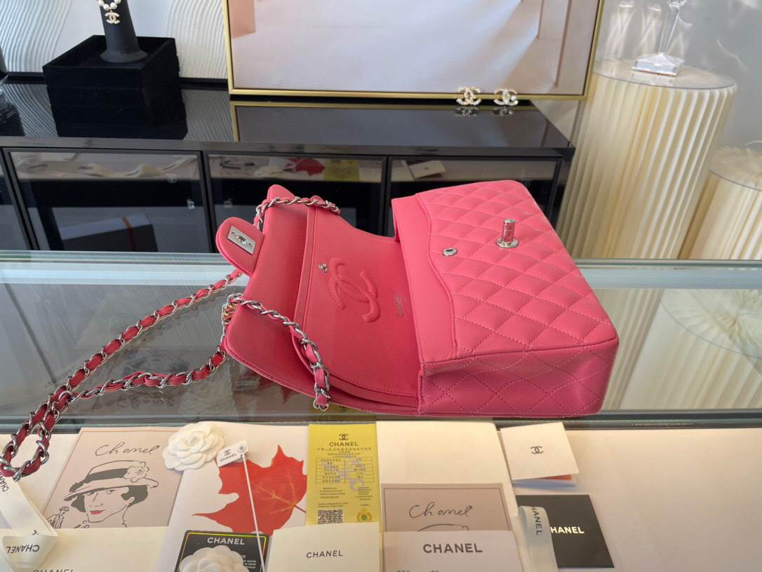 Ch**el classic double flap bag lambskin pink a01112 25.5 cm