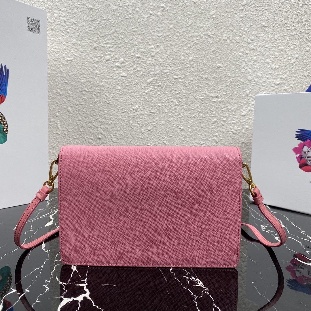 Pra*a mini saffiano leather bag pastel pink 1bp020 20 x 12 x 4 cm