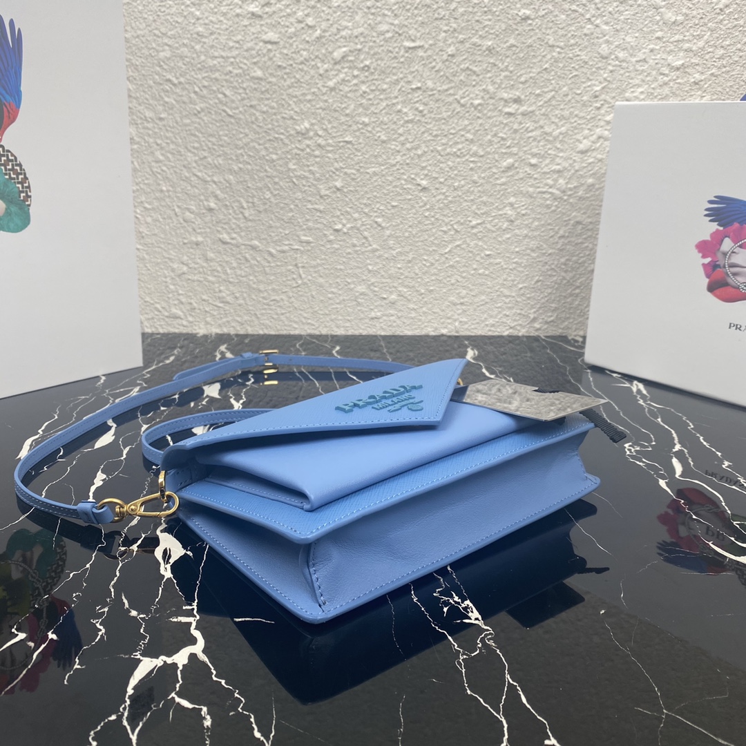 Pra*a mini saffiano leather bag astral blue 1bp020 20 x 12 x 4 cm
