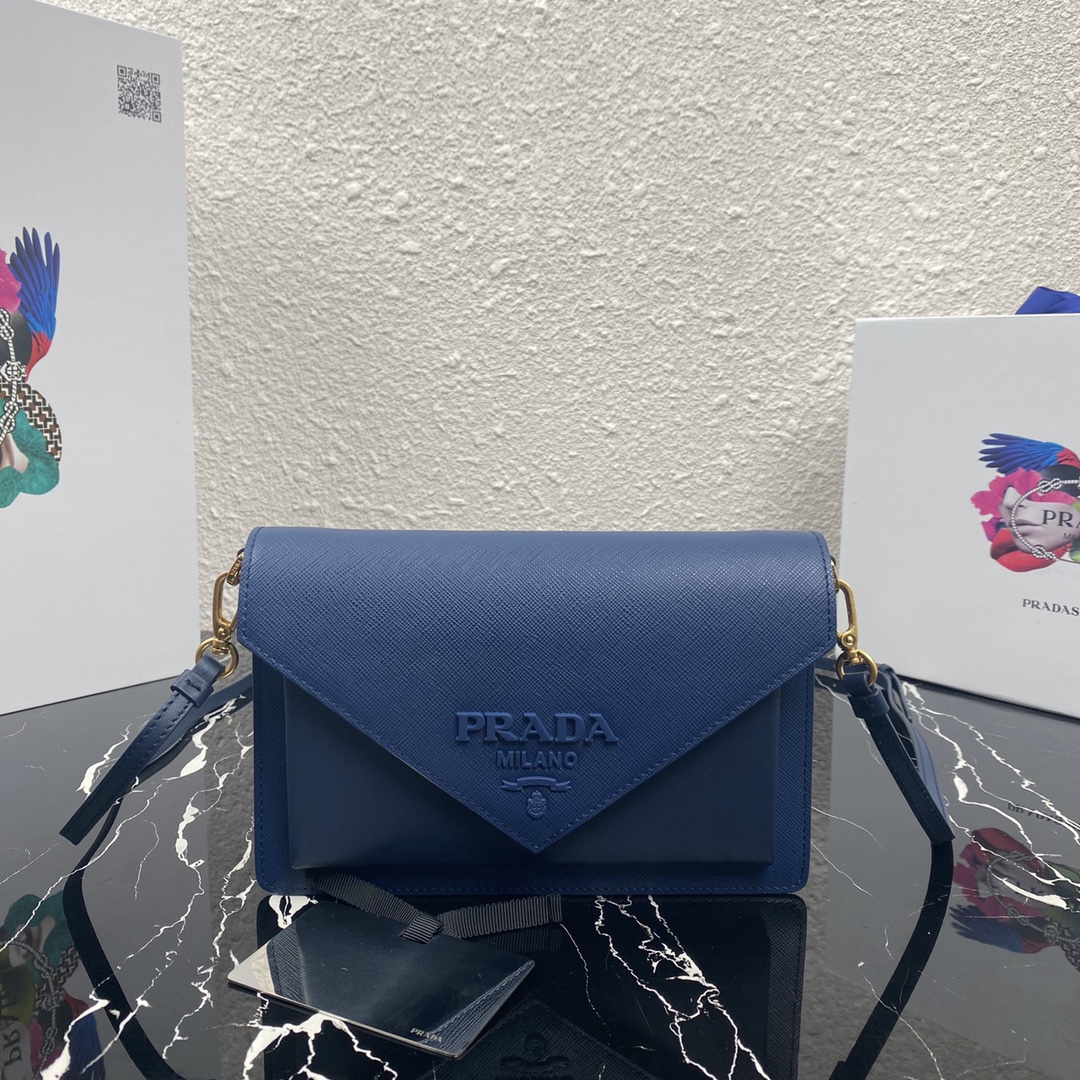 Pra*a mini saffiano leather bag dark blue 1bp020 20 x 12 x 4 cm