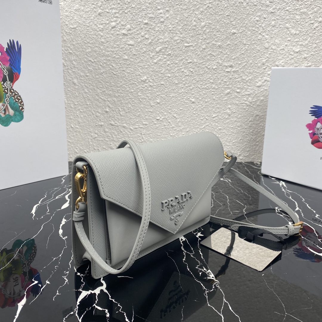 Pra*a mini saffiano leather bag state grey 1bp020 20 x 12 x 4 cm