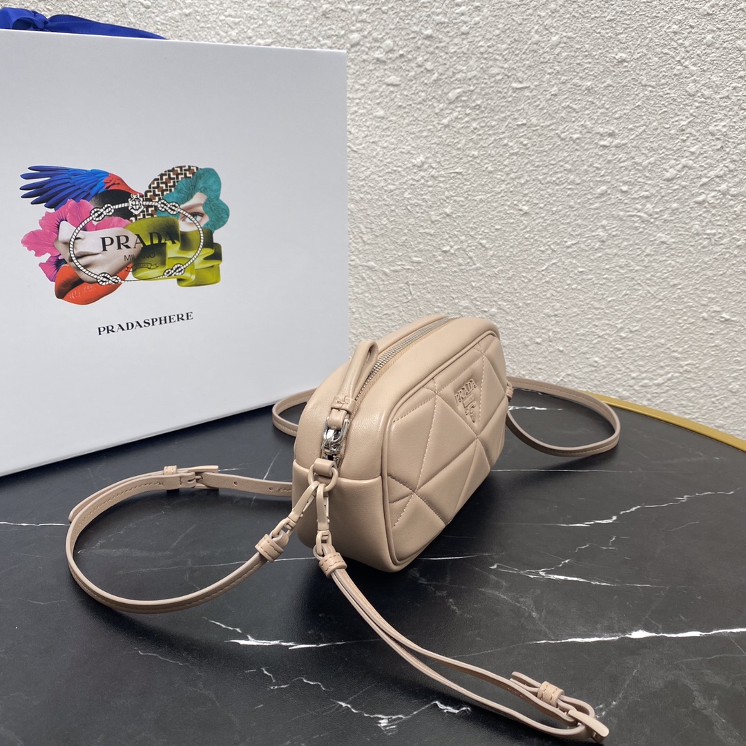 Pra*a mini spectrum quilted nappa leather light beige 1dh046 10 x 19  x 5.5 cm