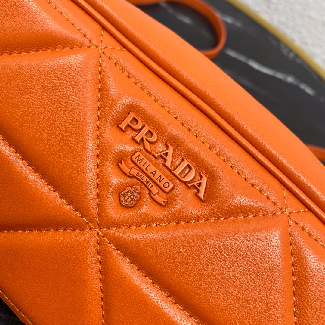 Pra*a mini spectrum quilted nappa leather orange 1dh046 10 x 19  x 5.5 cm