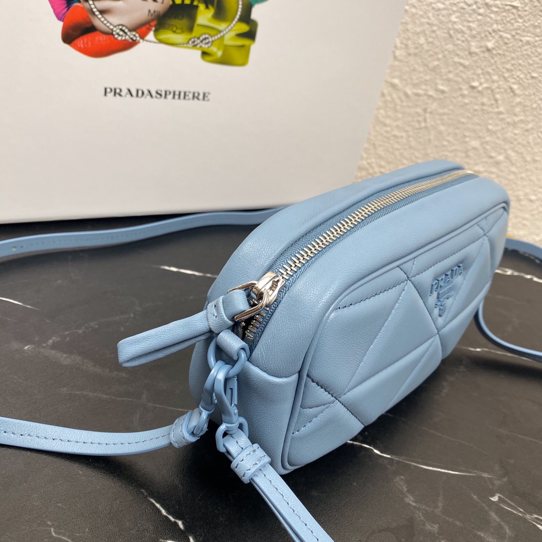 Pra*a mini spectrum quilted nappa leather blue 1dh046 10 x 19  x 5.5 cm