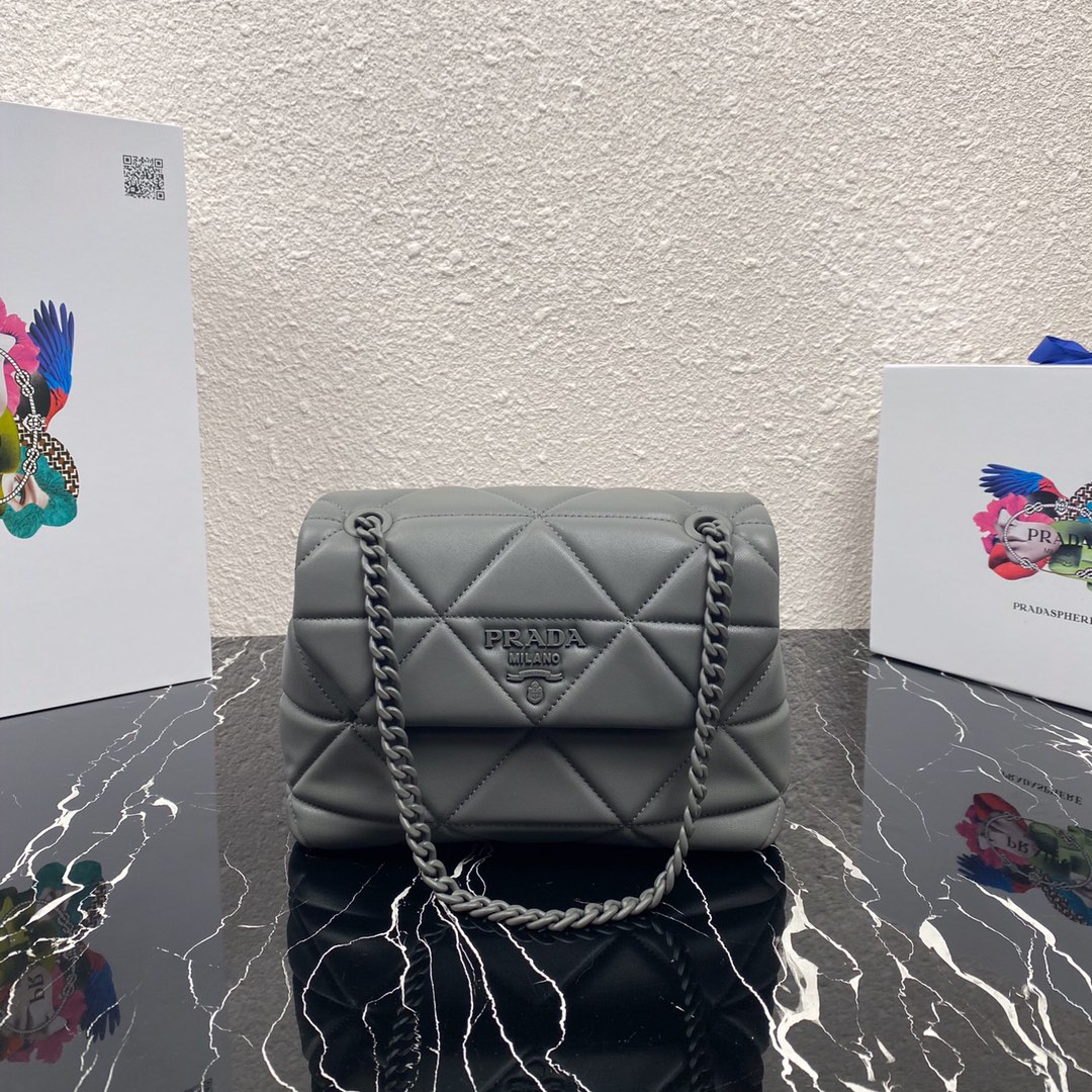 Pra*a small spectrum nappa leather bag grey 1bd233 23 x 17 x 8 cm