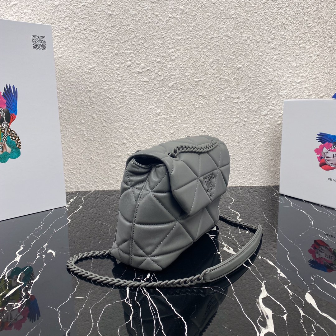 Pra*a small spectrum nappa leather bag grey 1bd233 23 x 17 x 8 cm