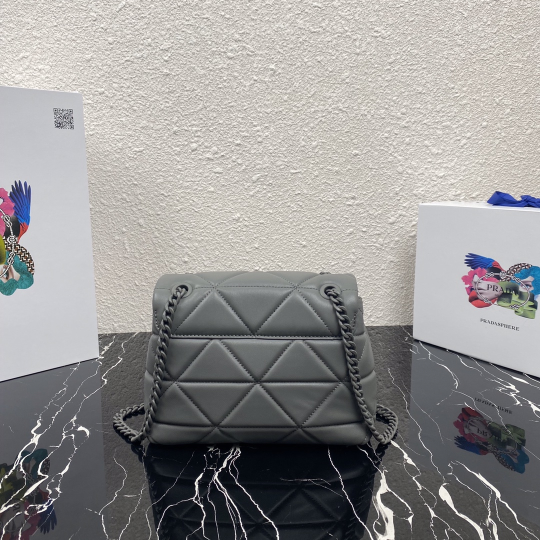 Pra*a small spectrum nappa leather bag grey 1bd233 23 x 17 x 8 cm