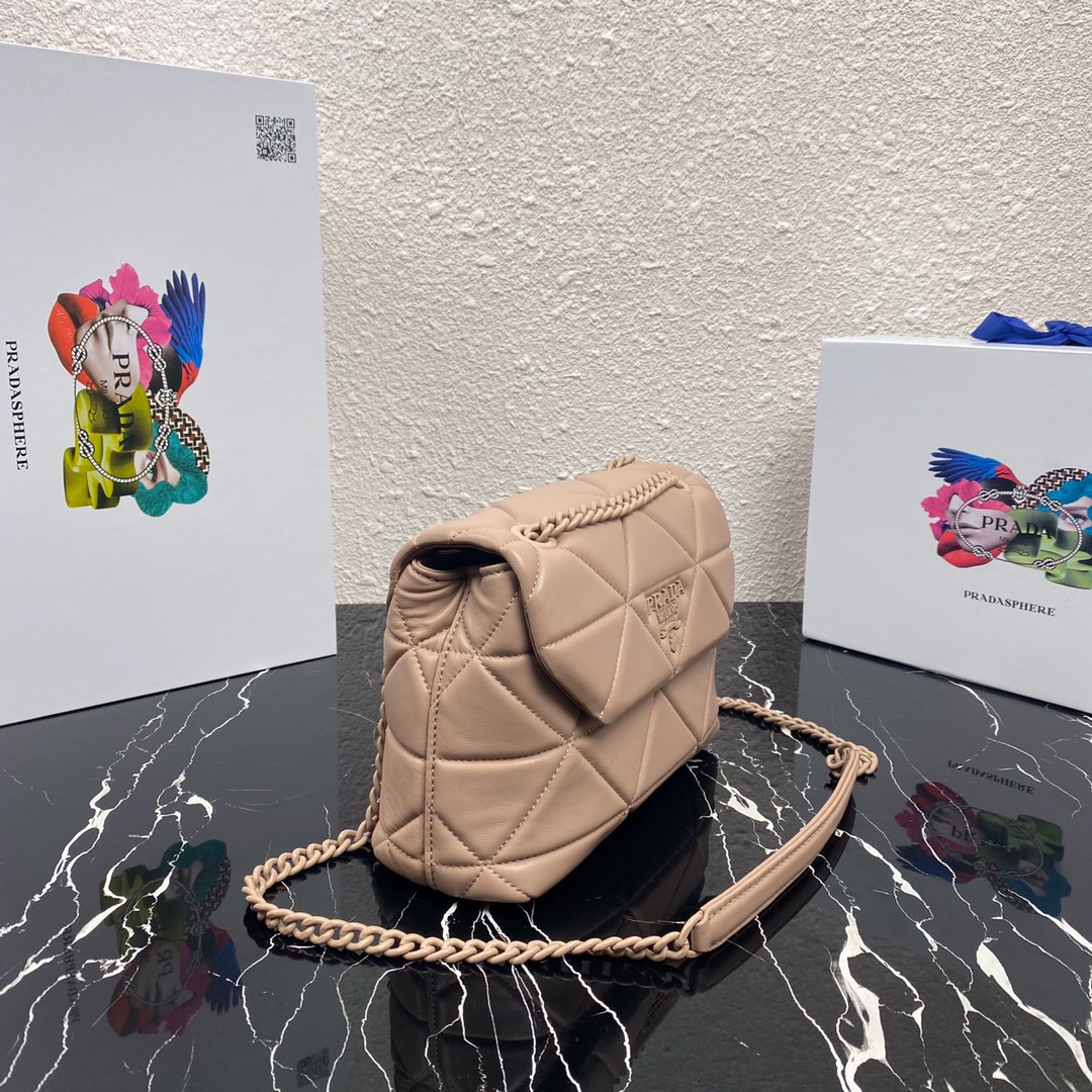 Pra*a small spectrum nappa leather bag beige 1bd233 23 x 17 x 8 cm