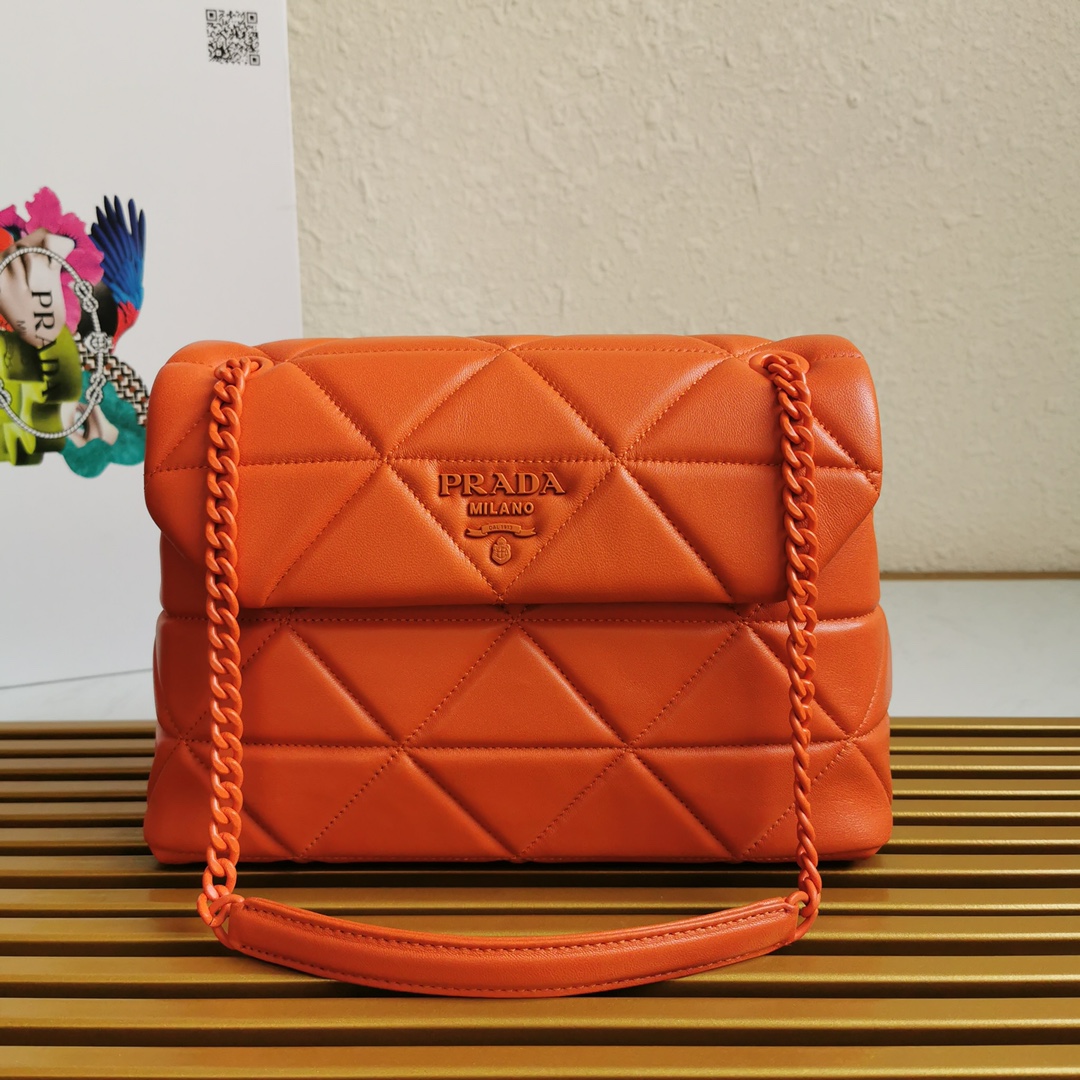 Pra*a large nappa leather Pra*a spectrum bag orange 1bd231 27 × 18.5 × 9 cm