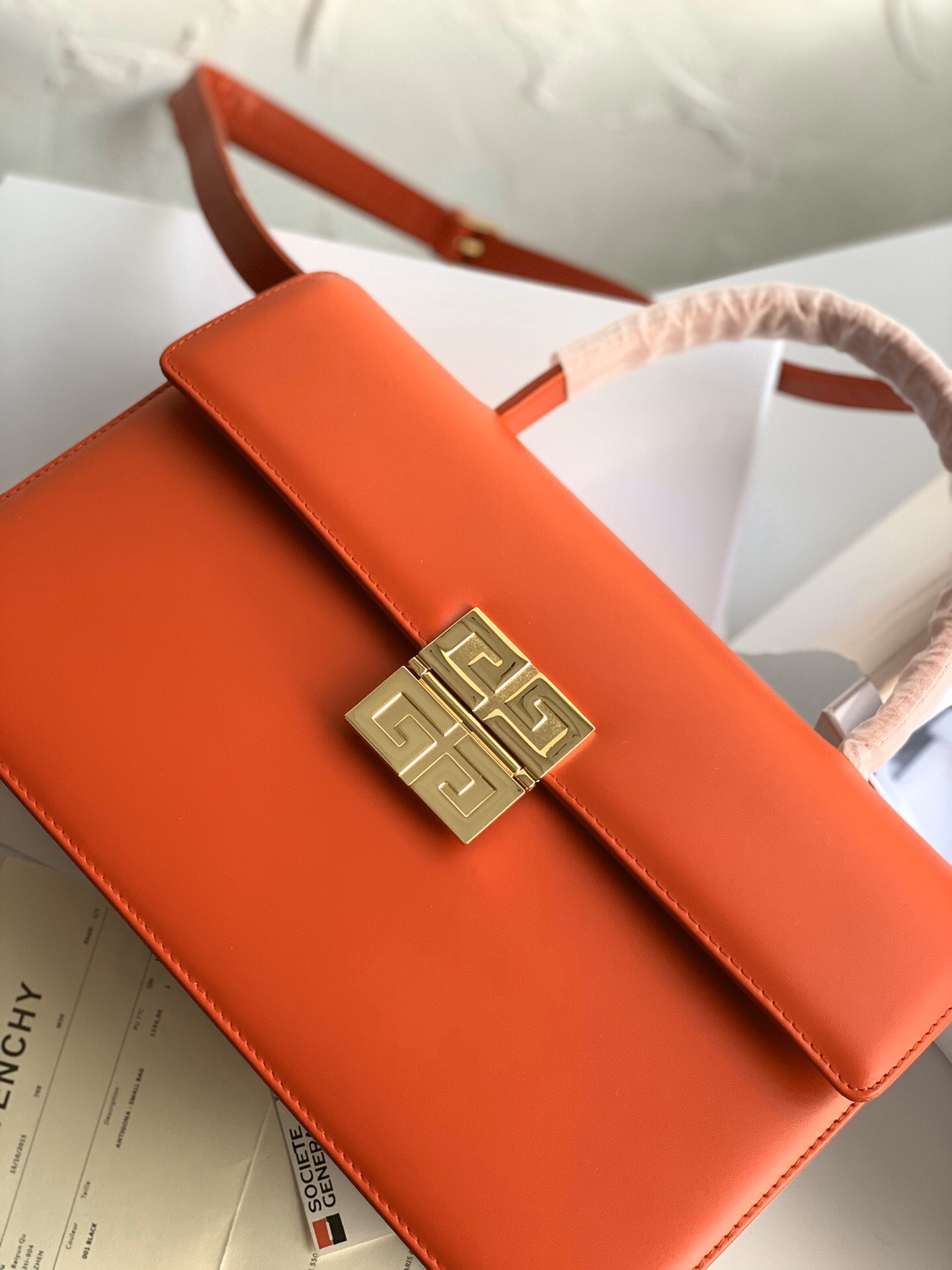 GIVENCHY Maroquinerie Leather Bag Orange 29 x 19 x 10 cm