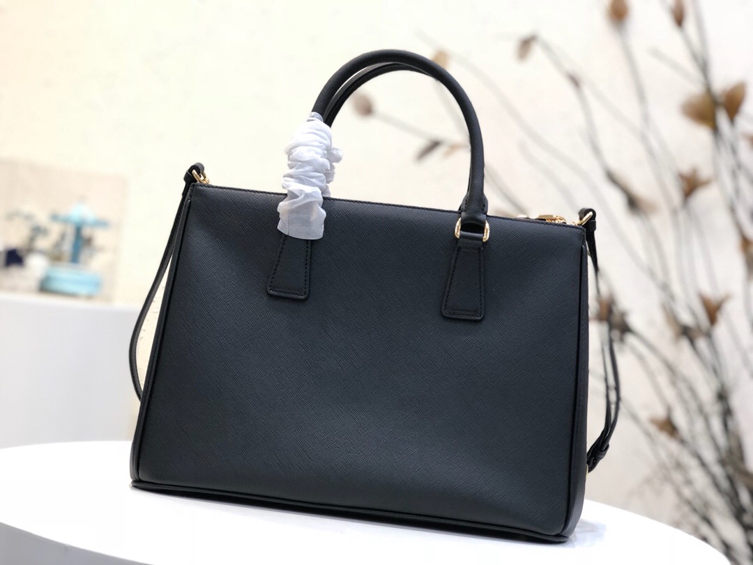 Pra*a large galleria saffiano leather bag black 1ba274 32 × 24 × 14 cm