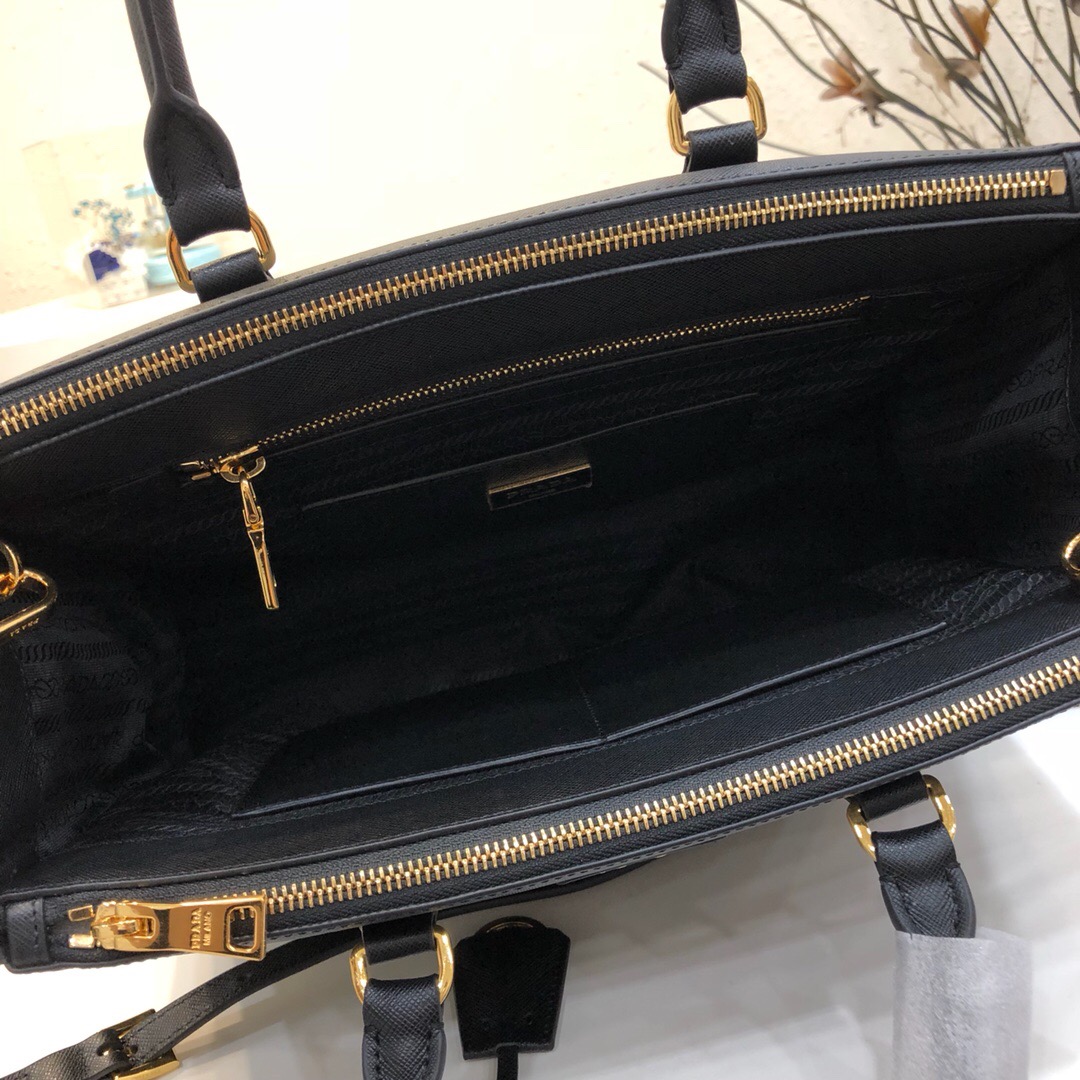 Pra*a large galleria saffiano leather bag black 1ba274 32 × 24 × 14 cm