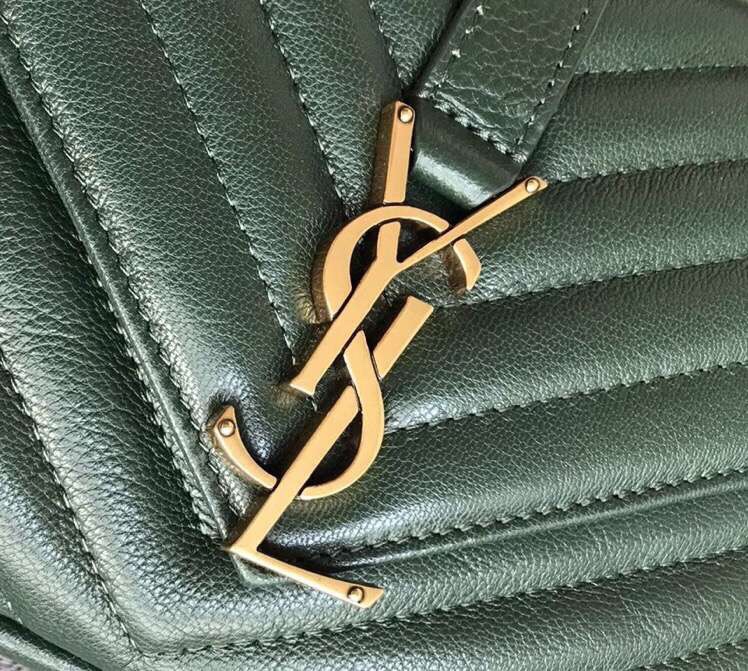 Y51 medium college in matelassÉ leather dark green 600279 24 x 17 x 7 cm