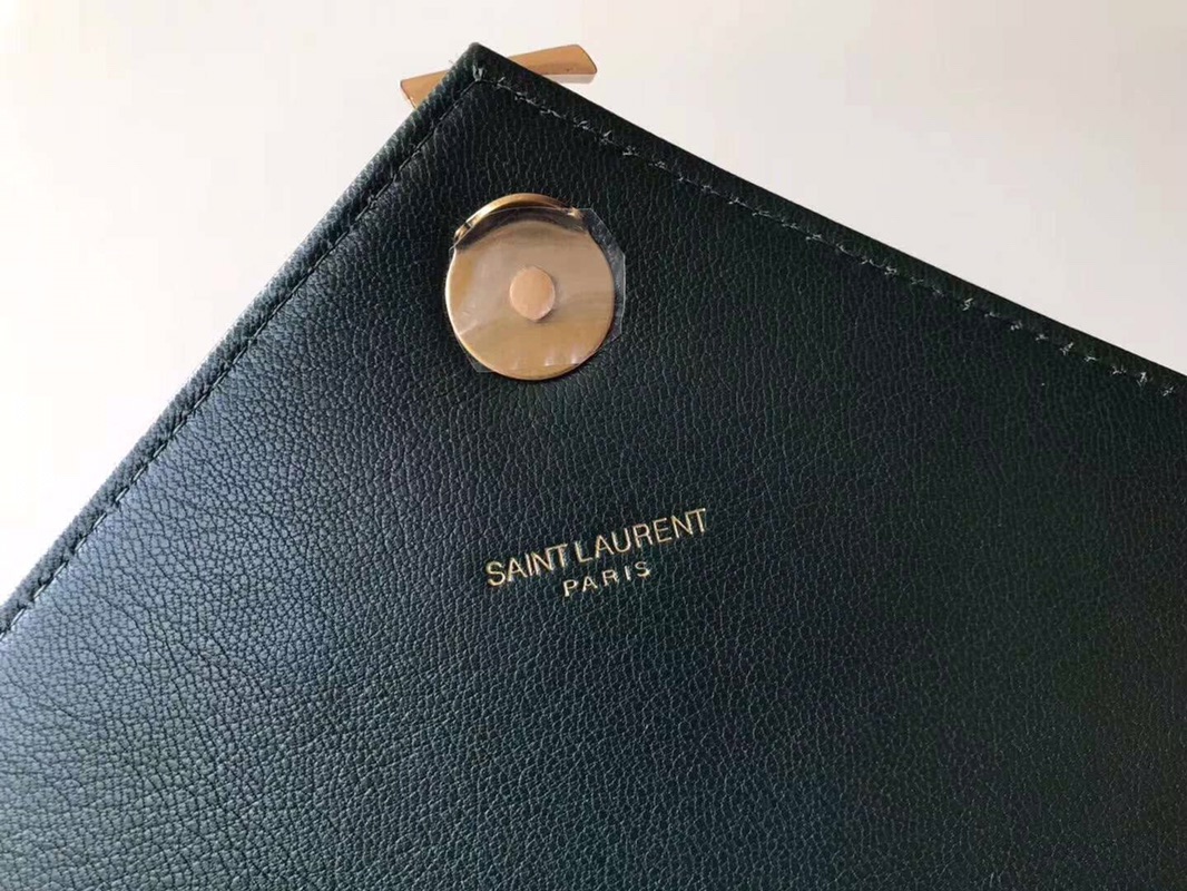 Y51 medium college in matelassÉ leather dark green 600279 24 x 17 x 7 cm