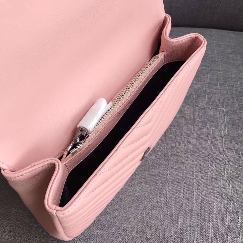 Y51 medium college in matelassÉ leather pink 600279 24 x 17 x 7 cm