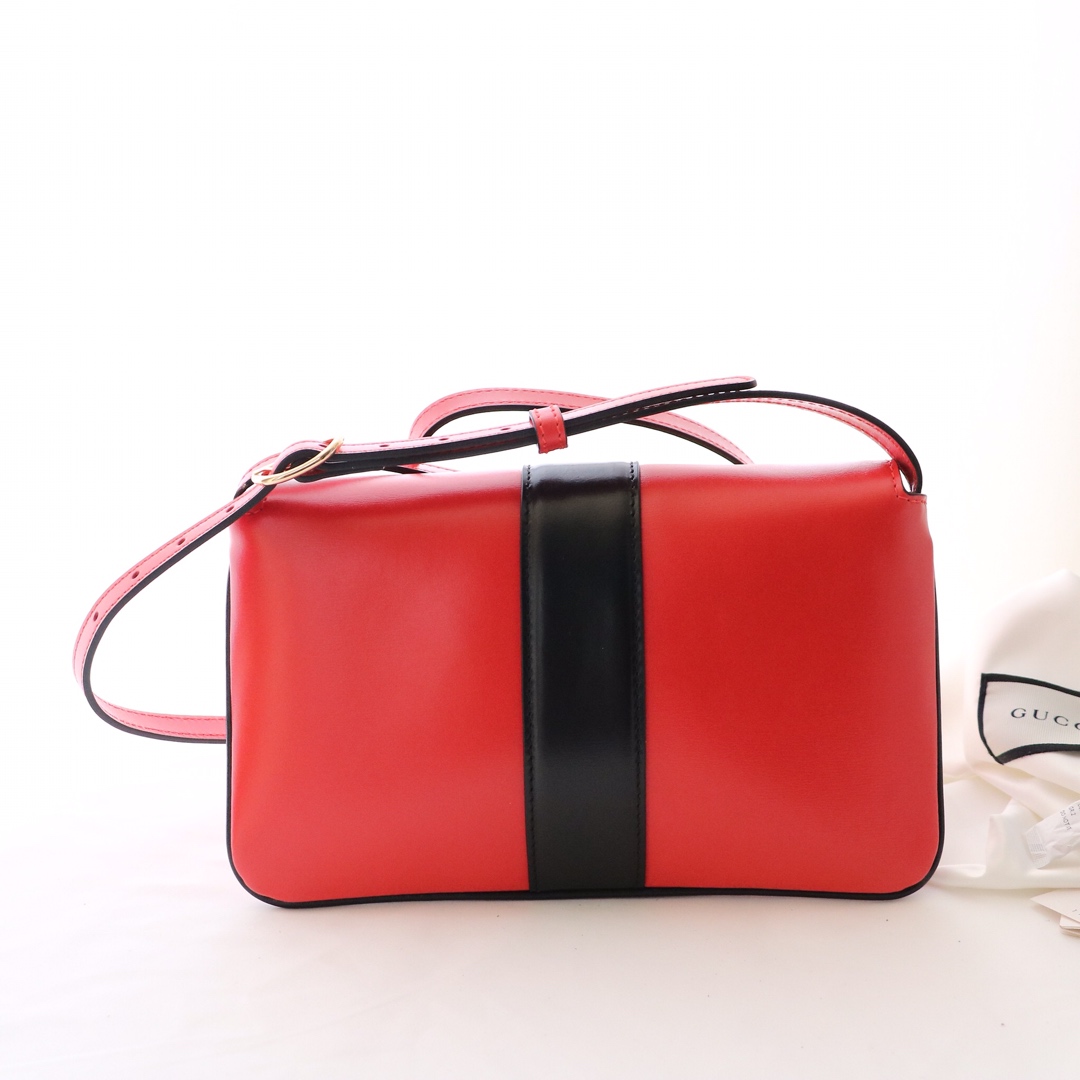 Gvc*1 small arli shoulder bag leather black and red 550129 25 x 16 x 5.5 cm