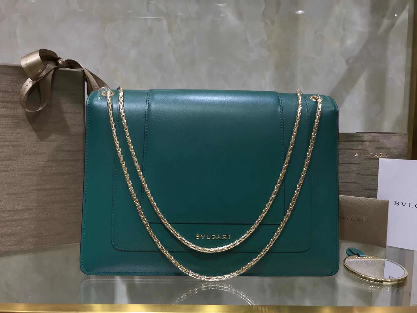 Bv1g*ai serpenti forever shoulder bag leather emerald green 35362 28 x 19 x 8 cm