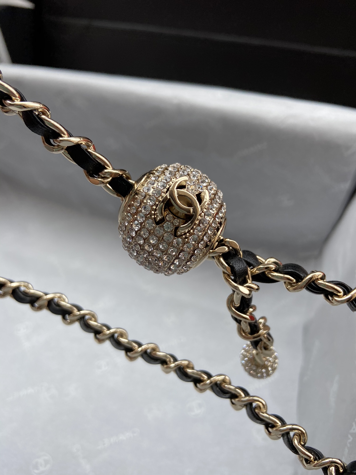 Ch**el charm strap flap bag velvet black as1787 20 cm