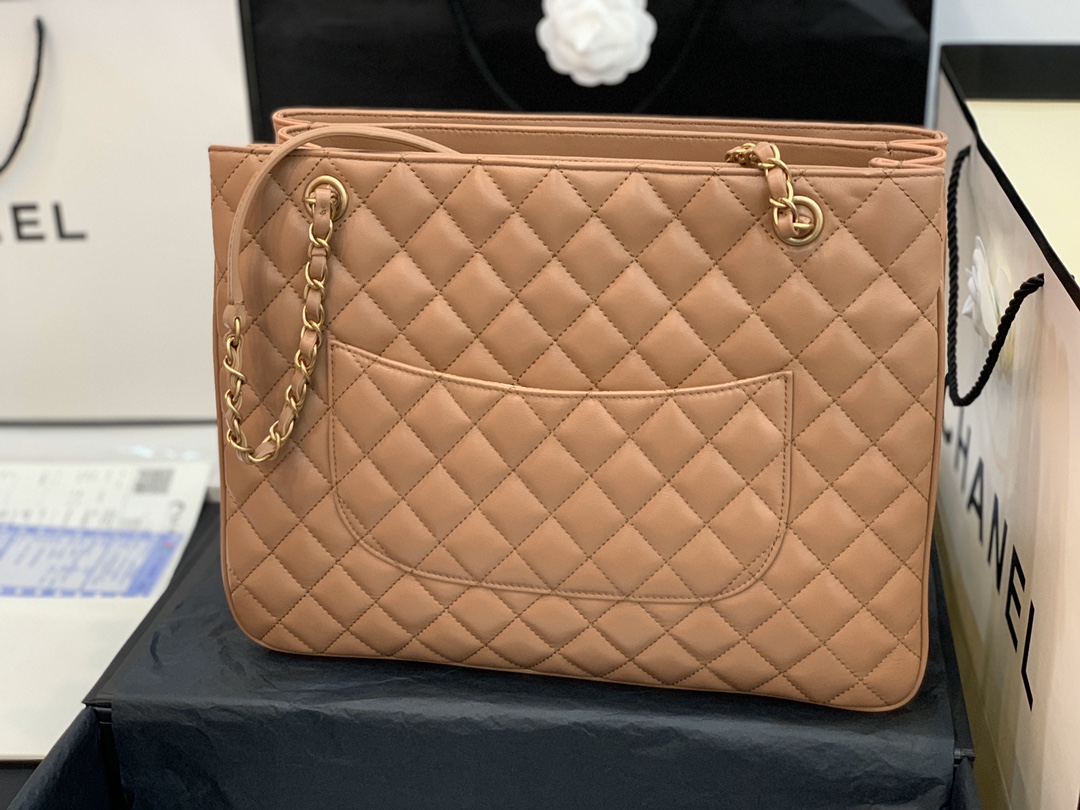 Ch**el large coco vintage timeless tote bag leather brown a57030 35 x 11 x 27 cm