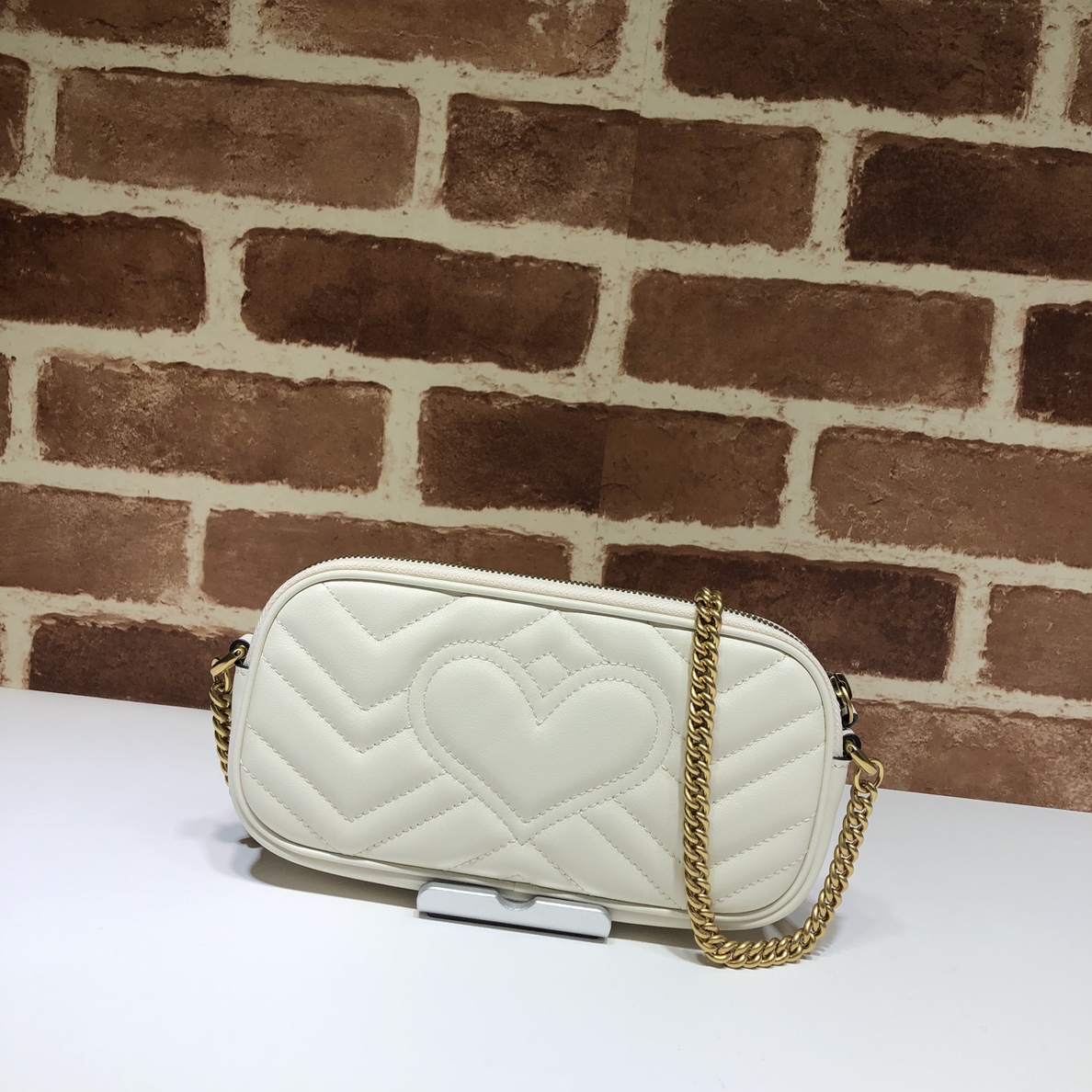 Gvc*1 gg marmont crossbody bag leather white 598596 19 x 10 cm