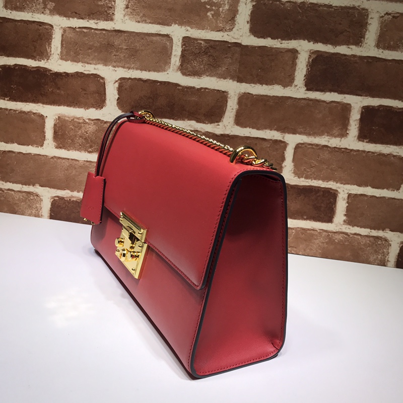 Gvc*1 medium padlock shoulder bag leather red 409486 30 x 19 x 10 cm