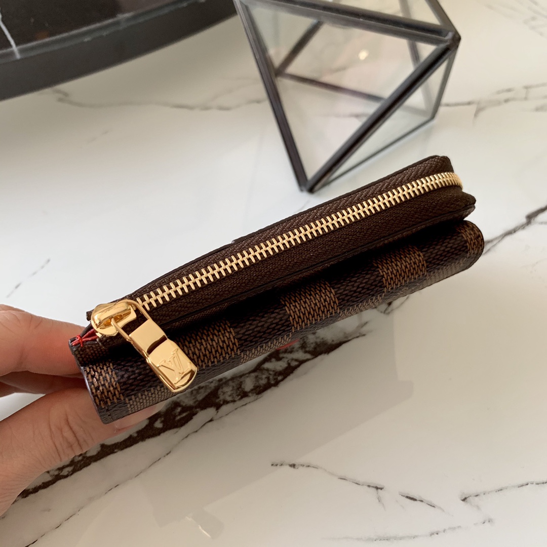 l0vis Vvtt0n card holder recto verso damier ebene canvas red n60405 13 cm