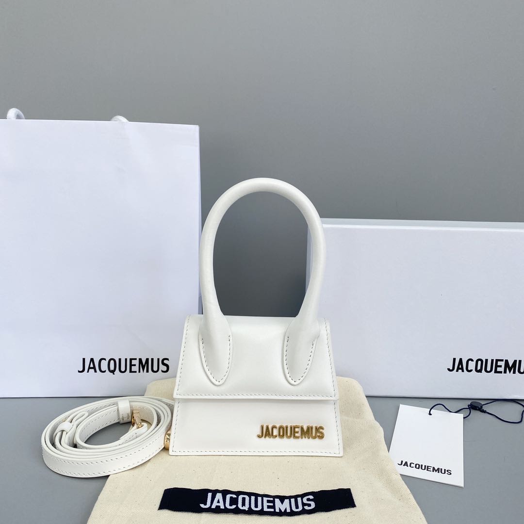 JACQUEMUS LE CHIQUITO Mini Leather Bag White 213BA01 12 x 8 x 5 cm