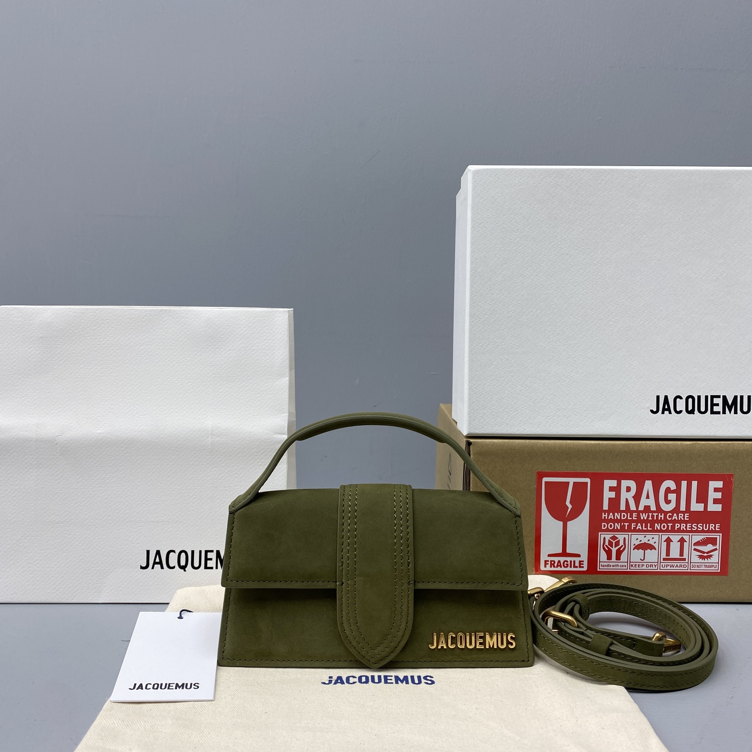 JACQUEMUS SMALL Le Bambino Velvet Green 213BA06 18 x 6 x 7 cm