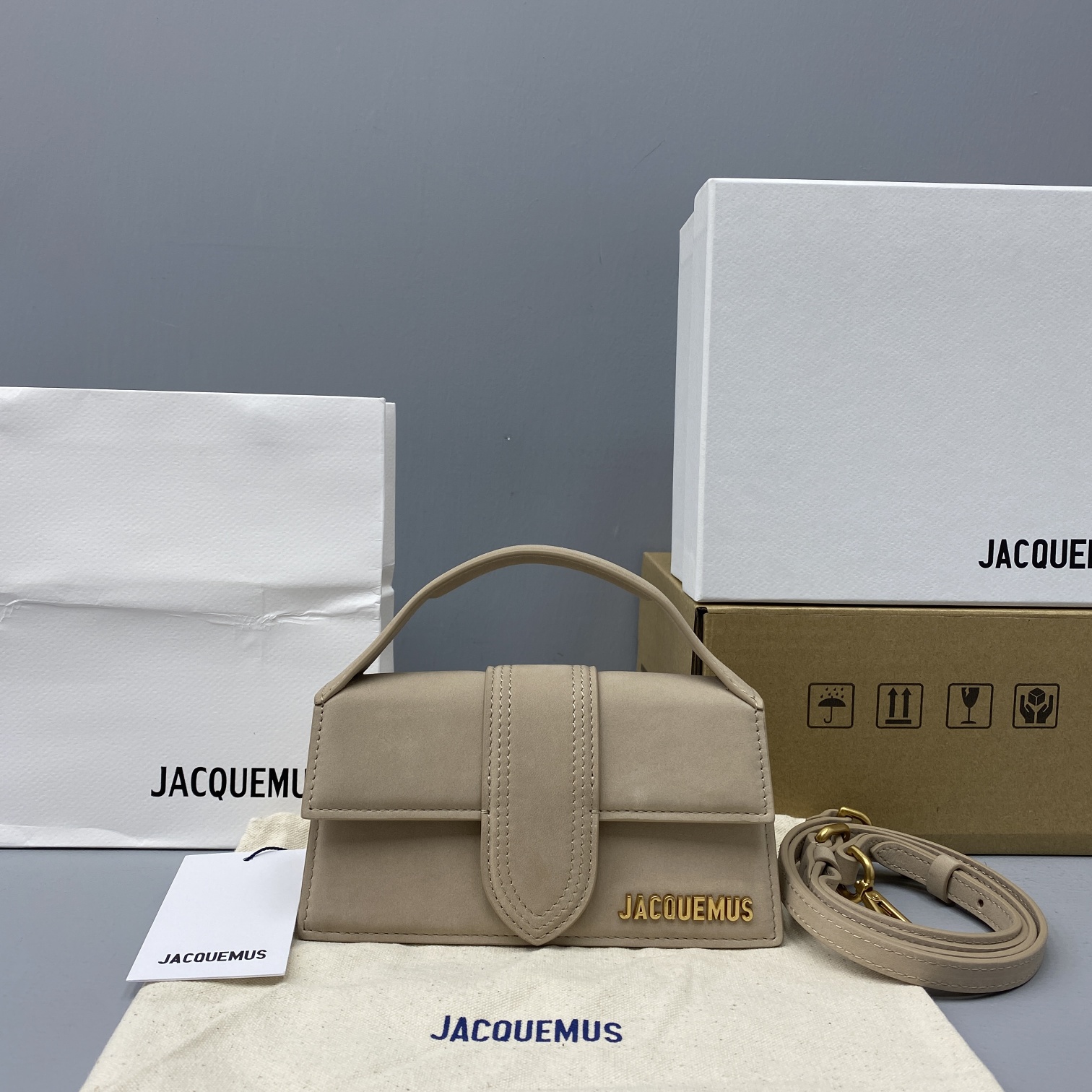 JACQUEMUS SMALL Le Bambino Velvet Beige 213BA06 18 x 6 x 7 cm