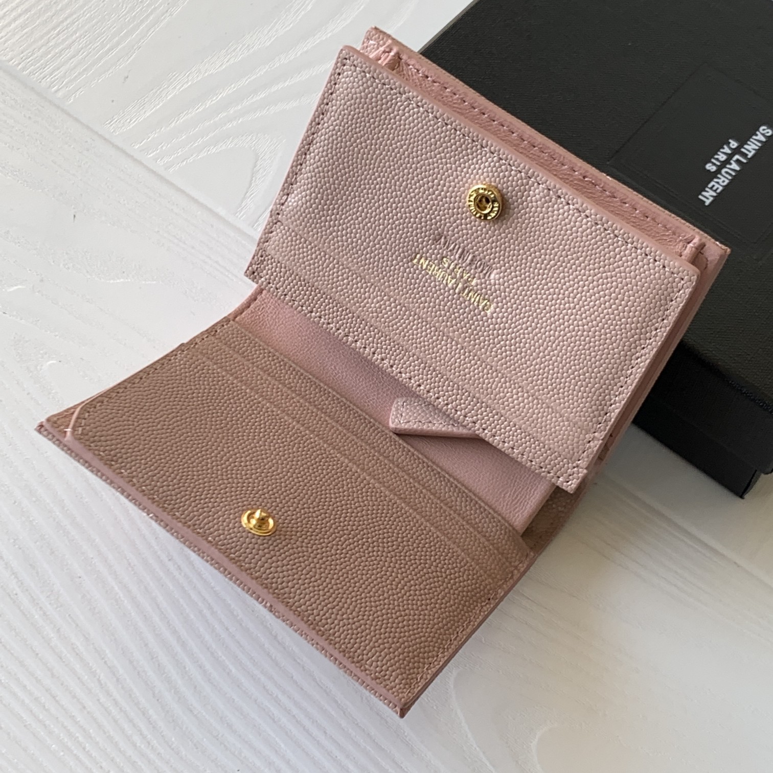 Y51 monogram card case in grain de poudre embossed leather nude pink 530841 11 x 8.5 x 3 cm