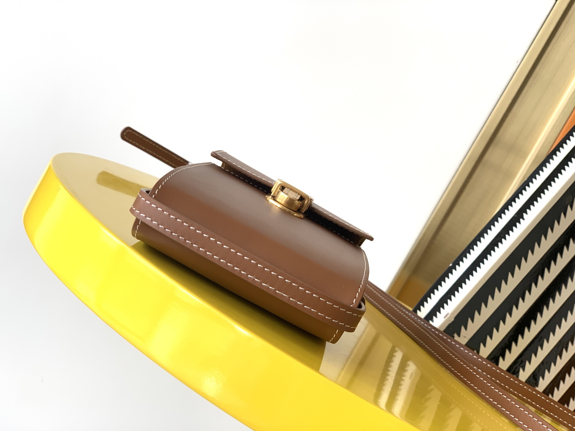 y51 tuc phone pouch with strap in S*pple calfskin brown 6677182 9 x 3.5 x 18 cm