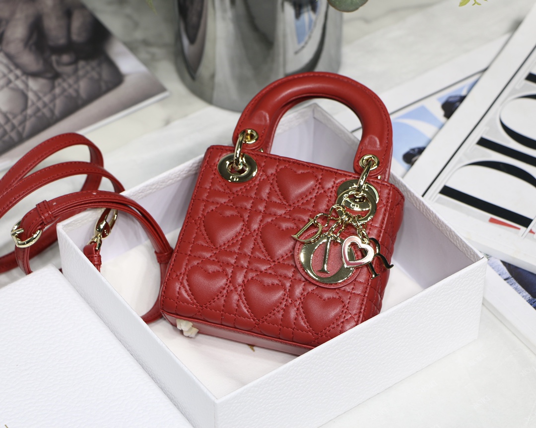 D10r micro lady bag red cannage lambskin red s0856 12cm