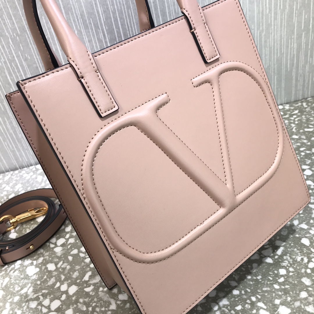 Va1e*ntin0 small garavanivlogo walk tote bag calfskin leather rose cannelle wb0h23qel 20 x 10 x 21 cm