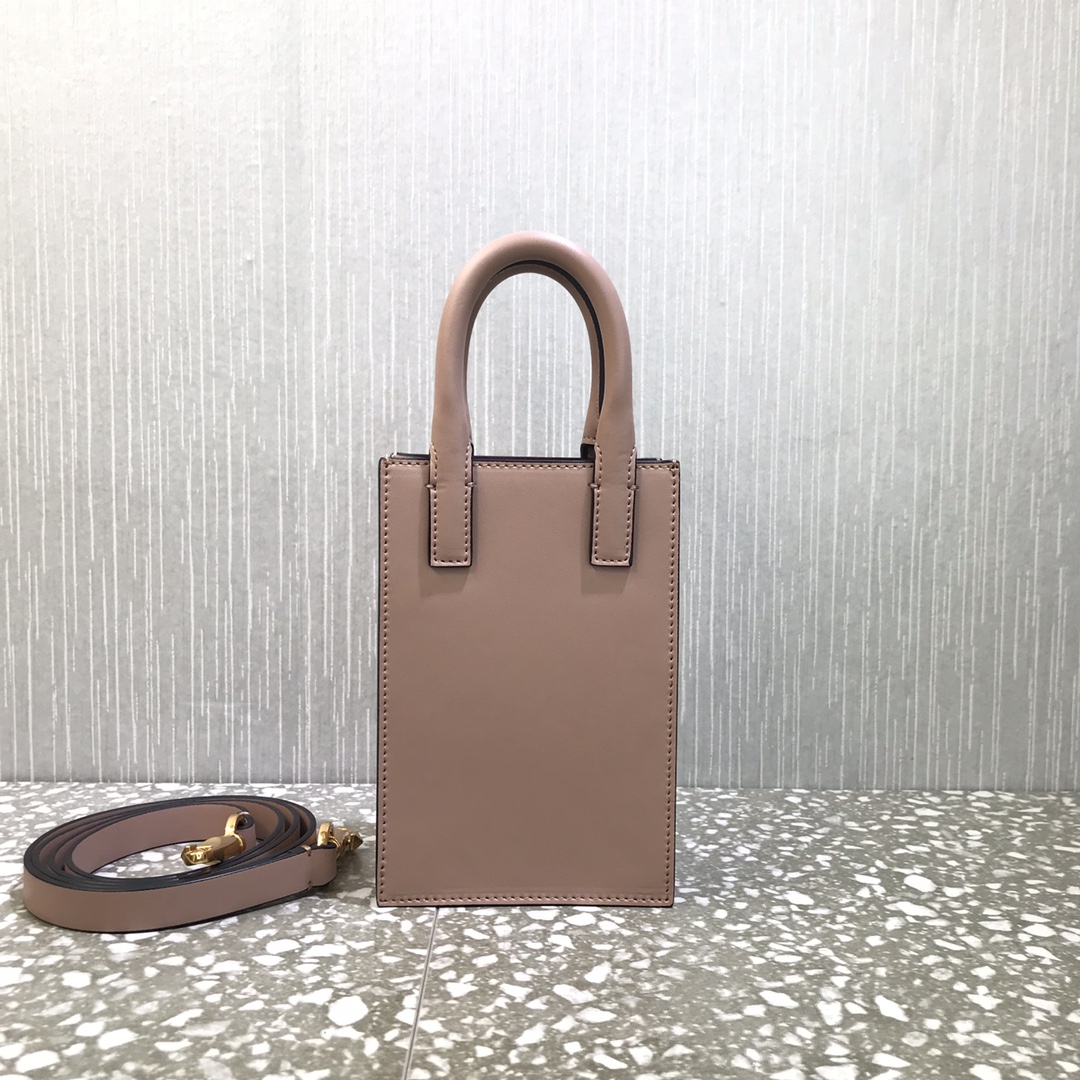 Va1e*ntin0 mini garavanivlogo walk tote bag calfskin leather rose cannelle uw2p0u57qel 11 x 16.5 x 5.5 cm