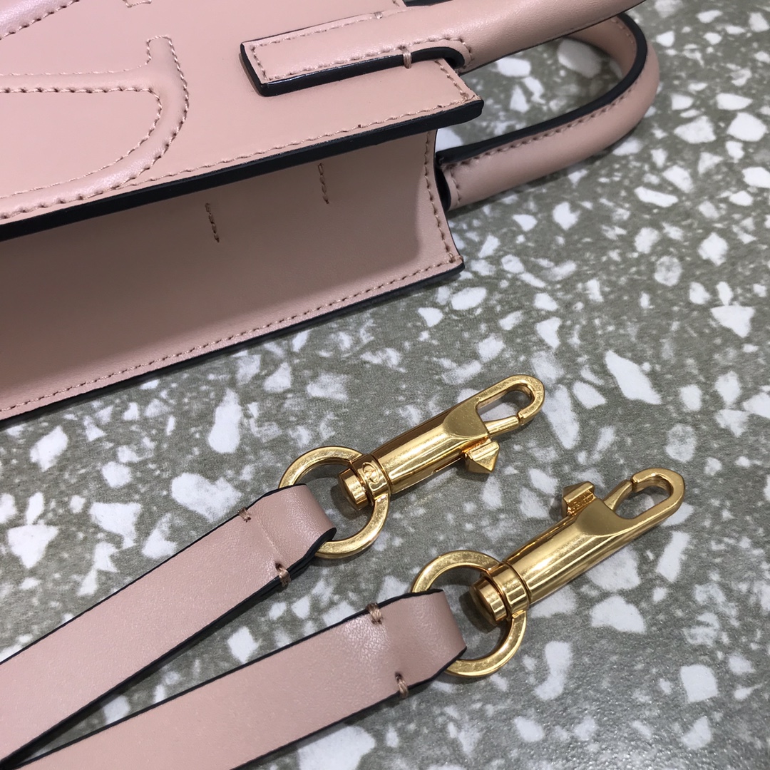 Va1e*ntin0 mini garavanivlogo walk tote bag calfskin leather rose cannelle uw2p0u57qel 11 x 16.5 x 5.5 cm